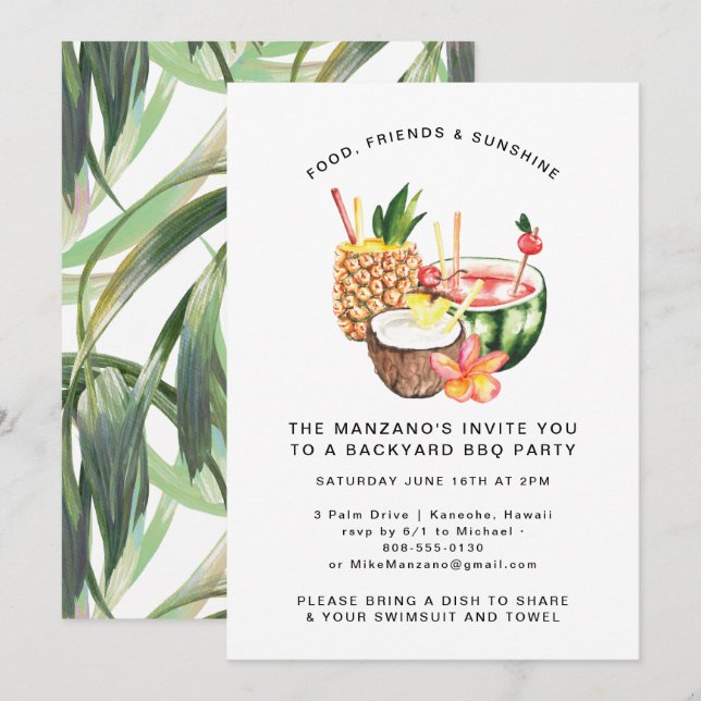 Nuits de La Havane | Invitation de fête de Jardin  (Devant / Derrière)
