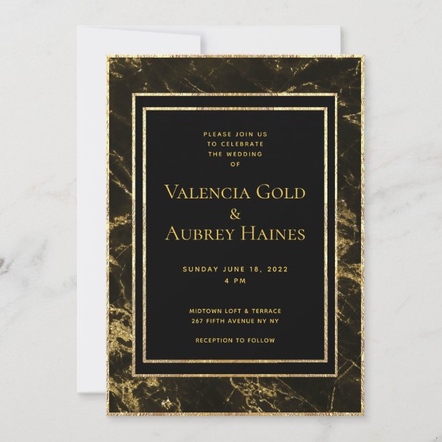 Nuits En Granite & Gold Faire-part de mariage Suit (Devant)