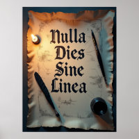 Nulla Dies Sine Linea Dark Academia Poster
