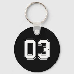 Number 03 Bysebyll Footbyll Soccer Birthday Gift Keychain