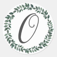 Number 0 Zero Monogram Minimalist Botanical Wreath