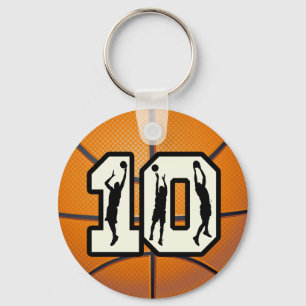 Number 10 Basketball and Players Keychain