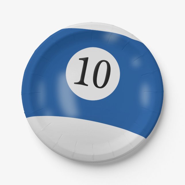 Number 10 billiard ball paper plate (Front)