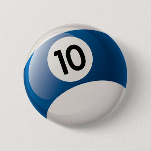 NUMBER 10 BILLIARDS BALL 2 INCH ROUND BUTTON