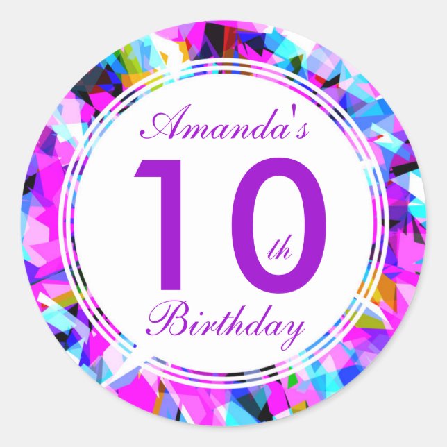 Number 10 - Birthday Round Sticker (Front)