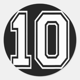 Number 10 Bysebyll Footbyll Soccer Numbered Jersey Classic Round Sticker