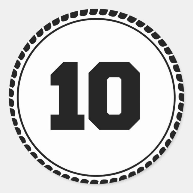 Number 10 circle classic round sticker (Front)