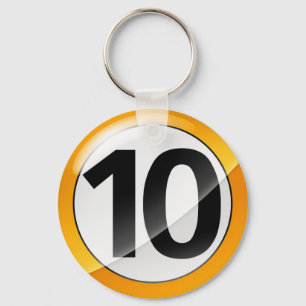 Number 10 gold Key Chain