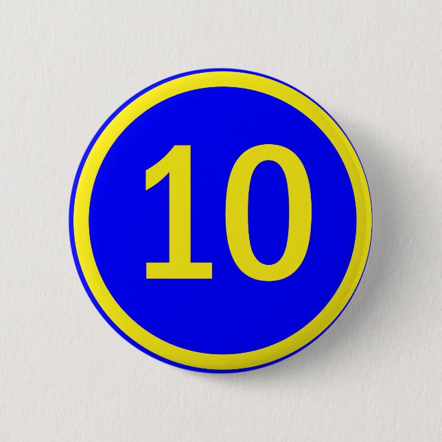 number 10 in a circle 2 inch round button (Front)