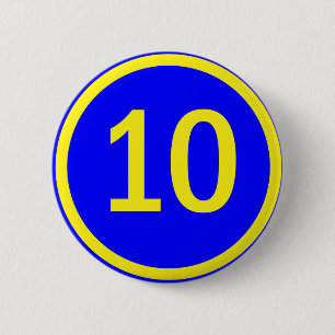number 10 in a circle 2 inch round button