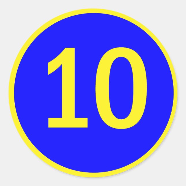 number 10 in a circle classic round sticker (Front)