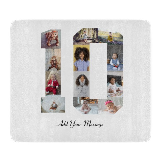 Number 10 Photo Collage Cutting Board (Front)