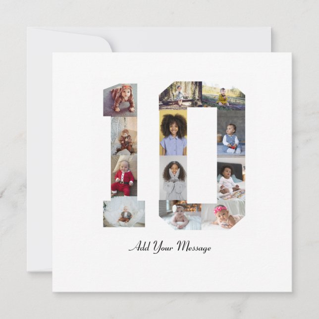 Number 10 Photo Collage Holiday Card (Front)