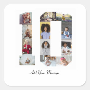Number 10 Photo Collage Square Sticker