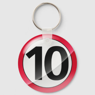 Number 10 red Key Chain