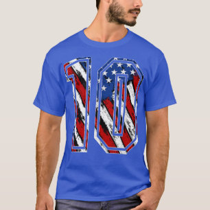 Number 10 Red White and Blue American Flag 10 Jers T-Shirt