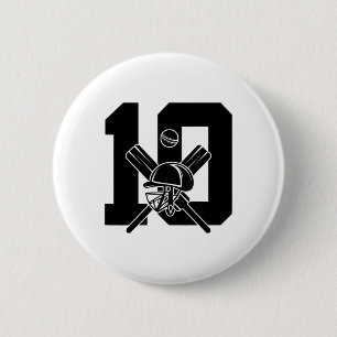 Number 10 Years Cricket 10th Birthday  2 Inch Round Button