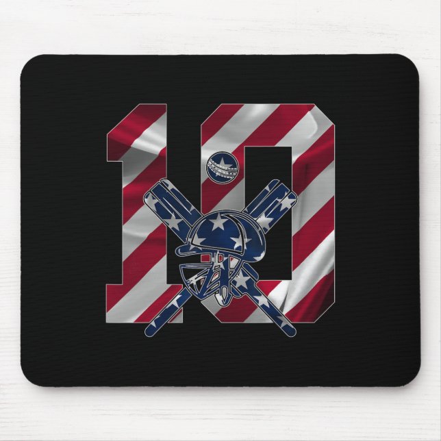Number 10 Years Cricket 10th Birthday 2  Mouse Pad (Front)