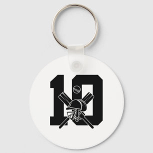 Number 10 Years Cricket 10th Birthday Keychain
