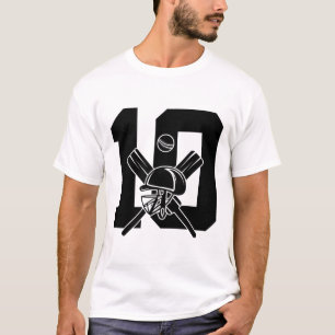 Number 10 Years Cricket 10th Birthday T-Shirt