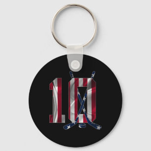 Number 10 Years Ice Hockey 10th Birthday  Keychain