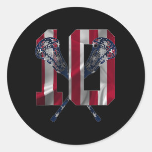 Number 10 Years Lacrosse 10th Birthday Classic Round Sticker