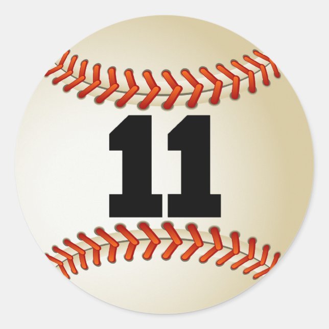 Number 11 Baseball Classic Round Sticker (Front)