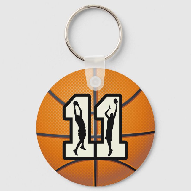 Number 11 Basketball and Players Keychain (Front)