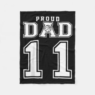 Number 11 Custom Proud Basketball Dad Personalized Fleece Blanket