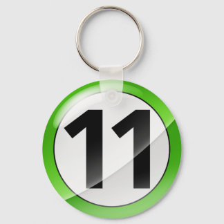 Number 11 green Key Chain