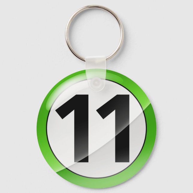 Number 11 green Key Chain (Front)