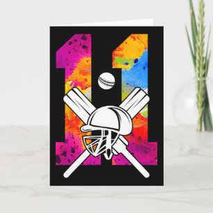 Number 11 Years Cricket 11th Birthday  Card