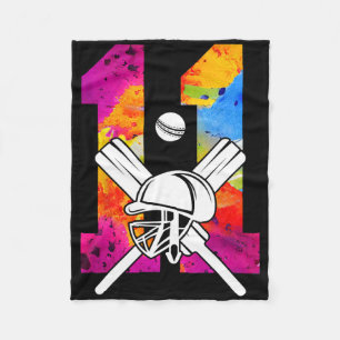Number 11 Years Cricket 11th Birthday  Fleece Blanket