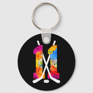 Number 11 Years Ice Hockey 11th Birthday (2) Keychain