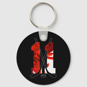 Number 11 Years Ice Hockey 11th Birthday _3 Keychain