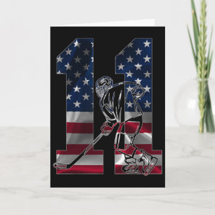 Number 11 Years Ice Hockey 11th Birthday  Card