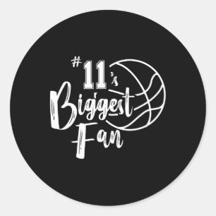 Number 11's Biggest Fan Bysketbyll Player Mom Dad  Classic Round Sticker