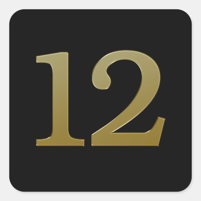 Number 12 Gold Square Sticker (Front)