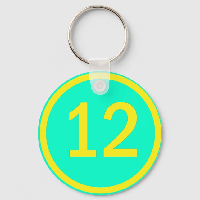 number 12 in a circle keychain (Front)