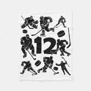 Number 12 Years Ice Hockey 12th Birthday (1)  Fleece Blanket