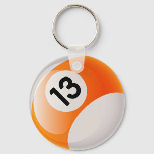 NUMBER 13 BILLIARDS BALL KEYCHAIN