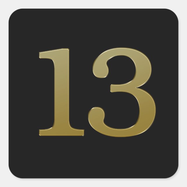 Number 13 Gold Square Sticker (Front)