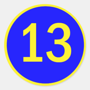 number 13 in a circle classic round sticker