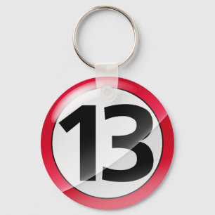 Number 13 red Key Chain