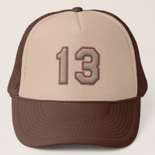 Number 13 with Cool Baseball Stitches Look Trucker Hat