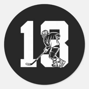 Number 13 Years Ice Hockey 13th Birthday (1)  Classic Round Sticker