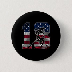 Number 13 Years Ice Hockey 13th Birthday  2 Inch Round Button