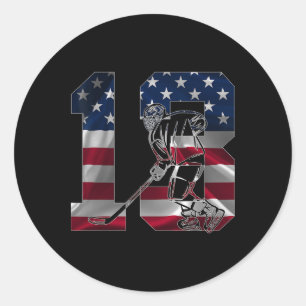 Number 13 Years Ice Hockey 13th Birthday  Classic Round Sticker