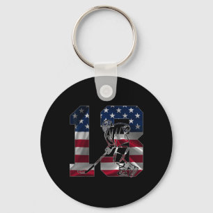 Number 13 Years Ice Hockey 13th Birthday Keychain