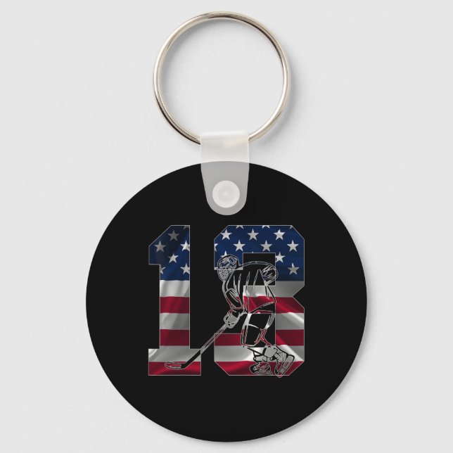 Number 13 Years Ice Hockey 13th Birthday  Keychain (Front)
